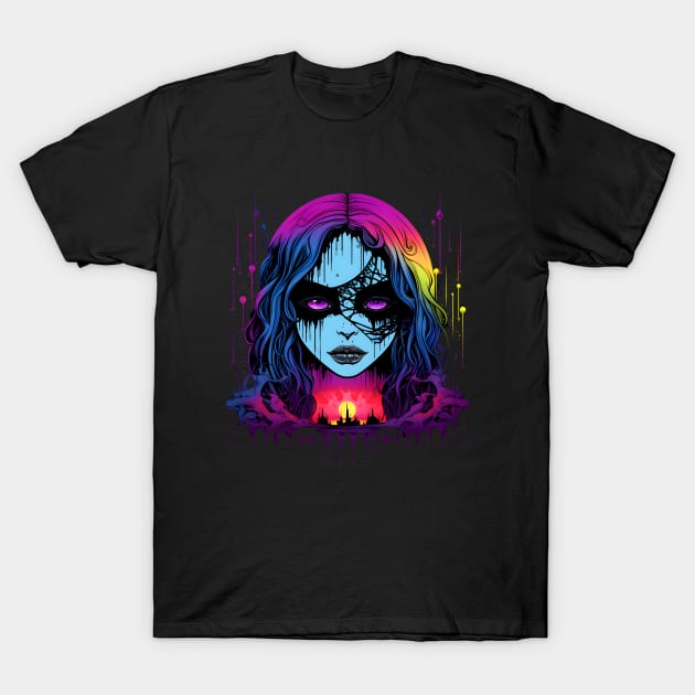 Cool Dark Goth Rave Design T-Shirt by Whimsical Splendours